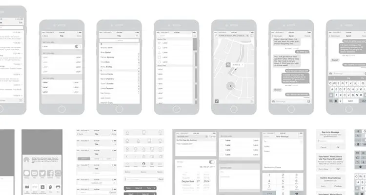 iPhone 6 Vector Wireframing Toolkit illustrator ios iphone ipad mobile app free wireframe kit template UI design