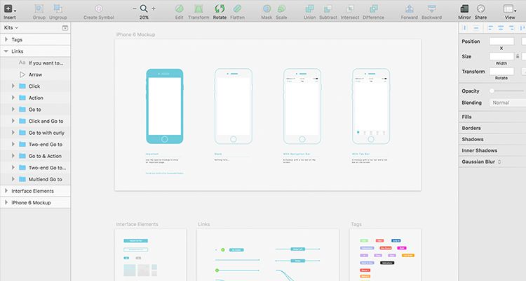 wz sketch multi-purpose general mobile app free wireframe kit template UI design