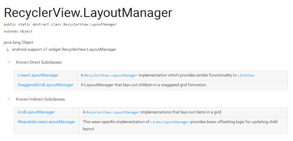 RecyclerView.LayoutManager 和它的子类