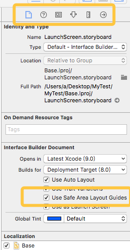 取消选中Safe Area Layout