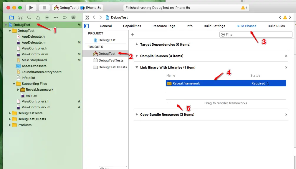 从Link Binary With Libraries 删除Reveal.framework