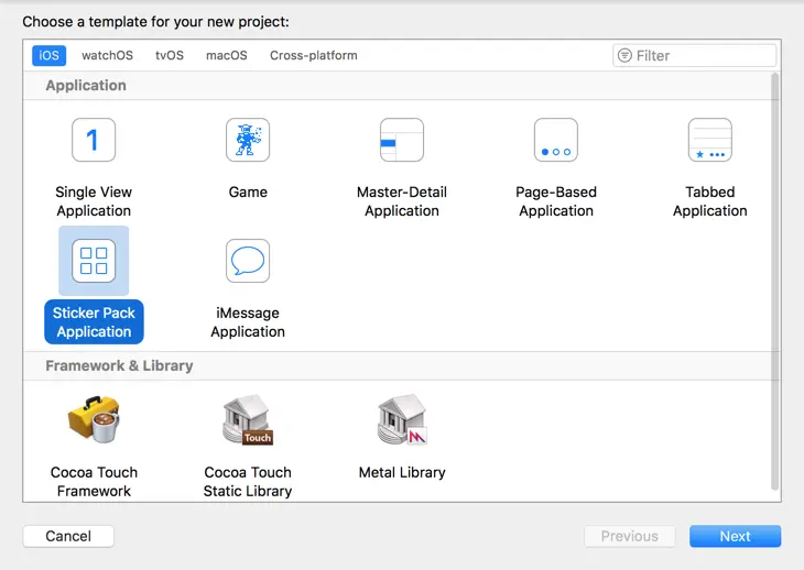 新建 Sticker Pack Application 工程