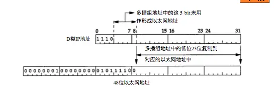 多播IP地址和MAC地址的映射