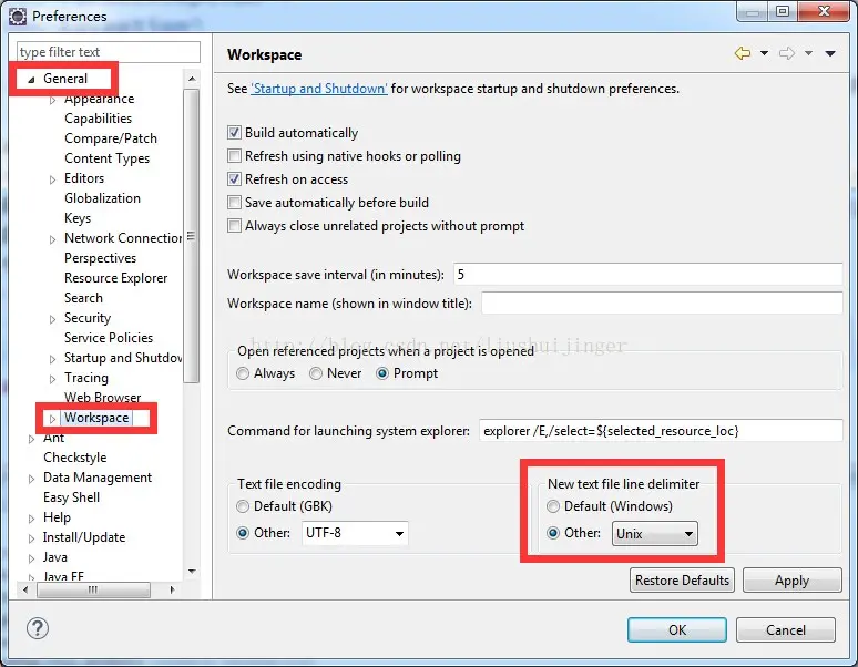 eclipse设置换行符