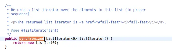 带synchronized关键字的获取迭代器的方法