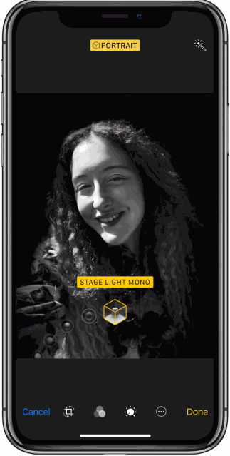 全新的人像光效功能可通过复杂的算法,计算出你的容貌特征会怎样受到光线影响，然后利用这些数据创造出惊艳的光效。