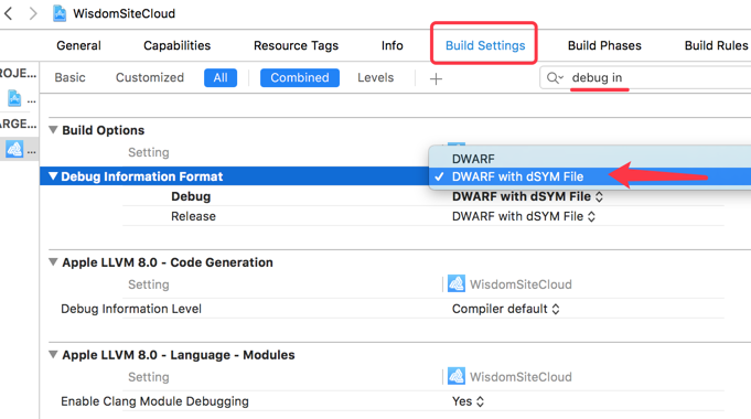build settings