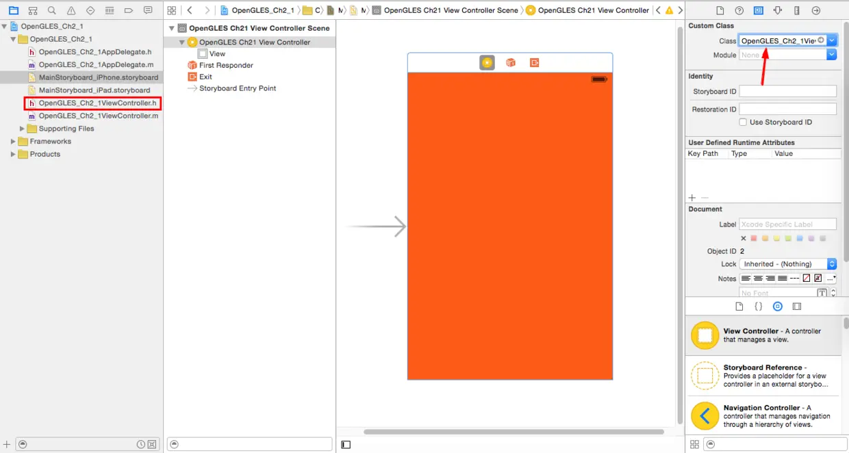 Controller --> OpenGLES_Ch2_1ViewController