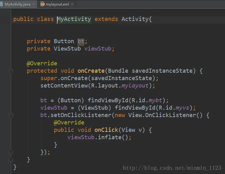 注册点击事件，按下按钮后显示隐藏的内容