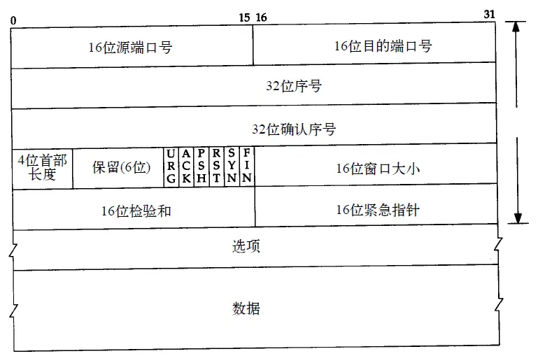 首部，一般是20字节
