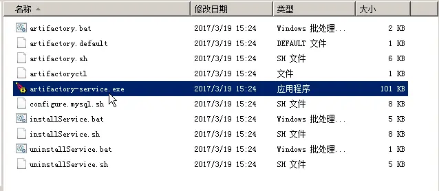 解压后的 artifactory/bin 目录