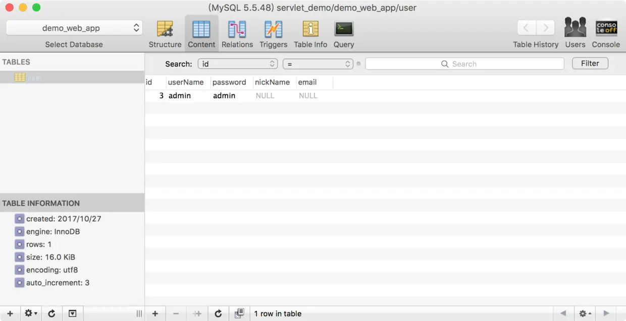 数据表中新增内容