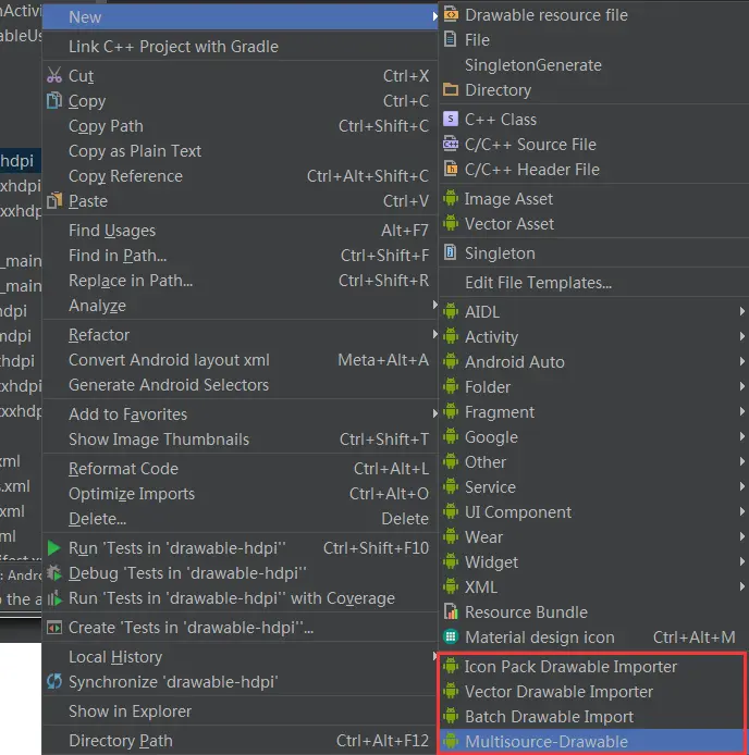 点击任意一个文件，右键New,然后看最后4 个选项，这就是该插件的4个功能