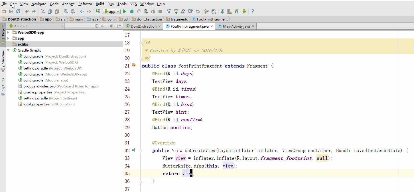 Remove ButterKnife的使用