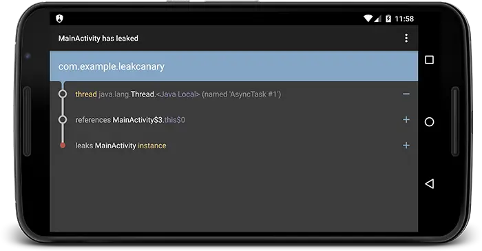 LeakCanary 检测结果示例图