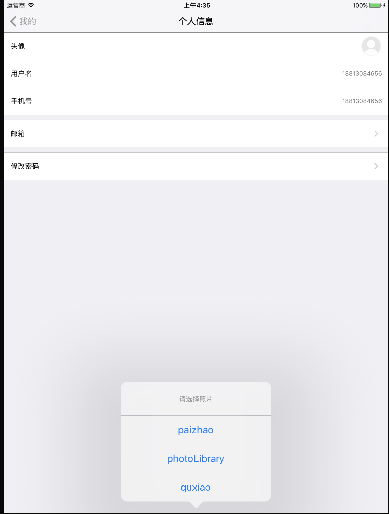 iPad上的ActionSheet