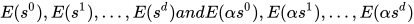 E(s^0), E(s^1), …, E(s^d) and E(αs^0), E(αs^1), …, E(αs^d)
