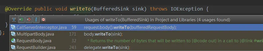 有使用到writeTo的地方