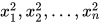 x_1^2,x_2^2,\dots,x_n^2
