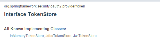 spring 关于tokenstore的文档