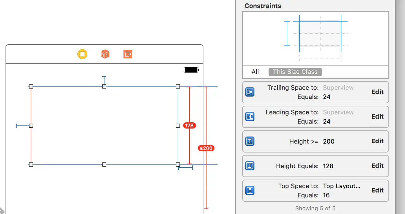 InterfaceBuilder中的约束冲突