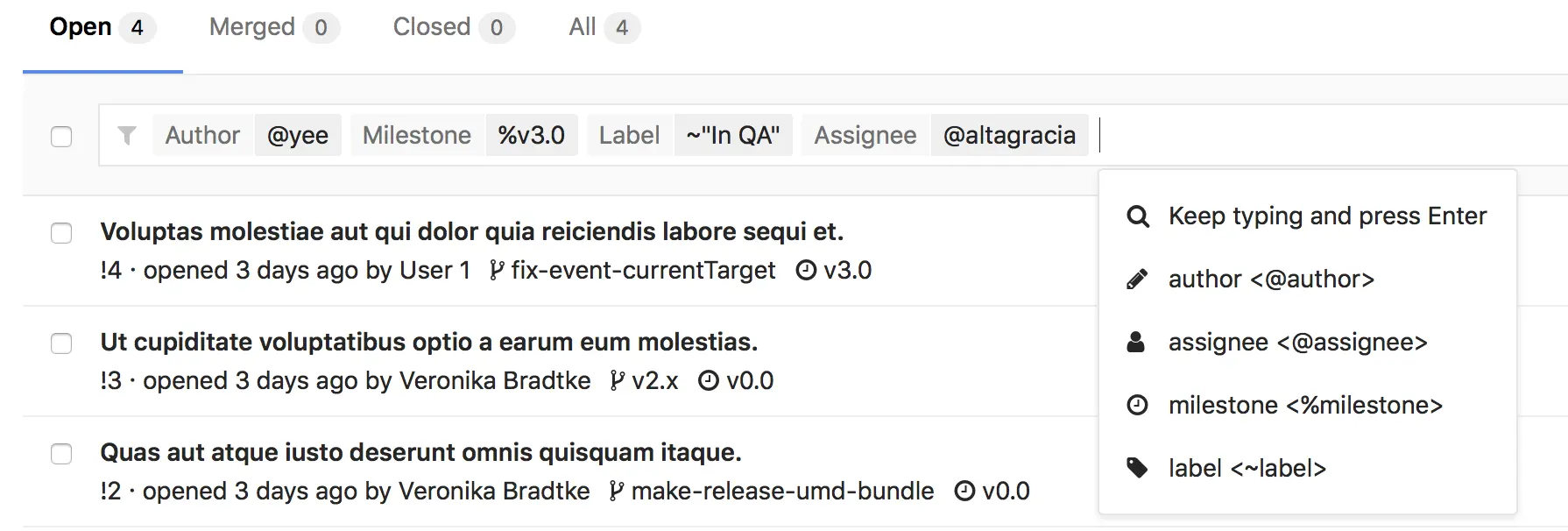 Merge Requests New Search Interface