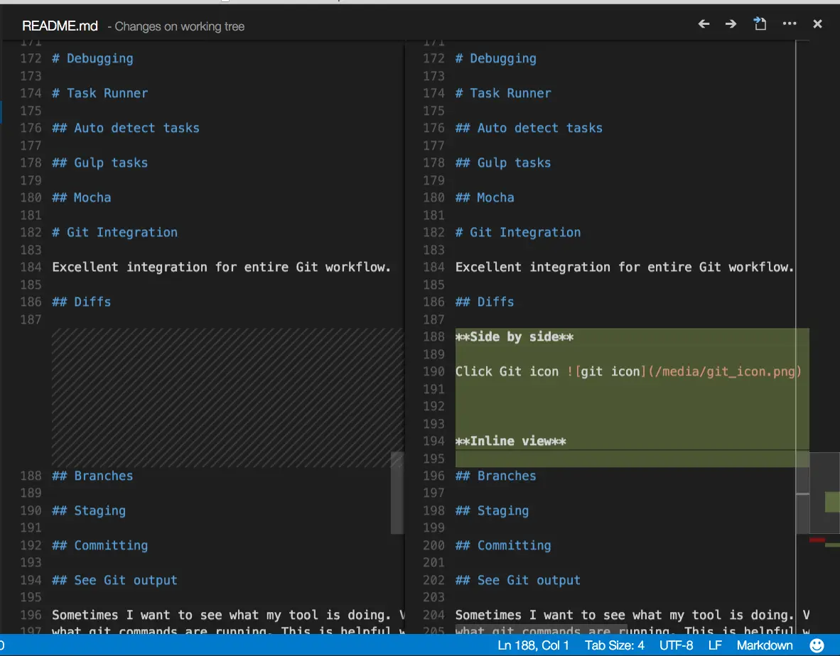 git diff side by side