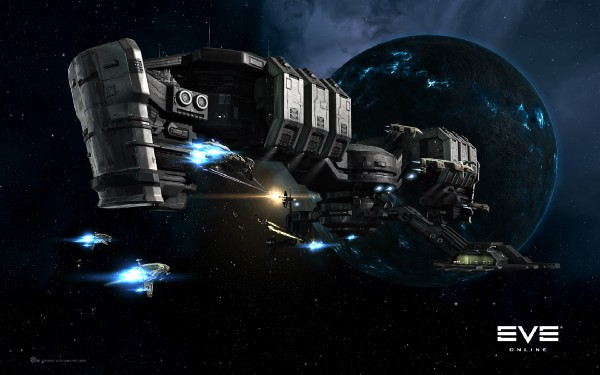 星战前夜的一幅截图：这是用 Python 编写的 space MMO 游戏。