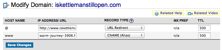 Namecheap URL redirect setup