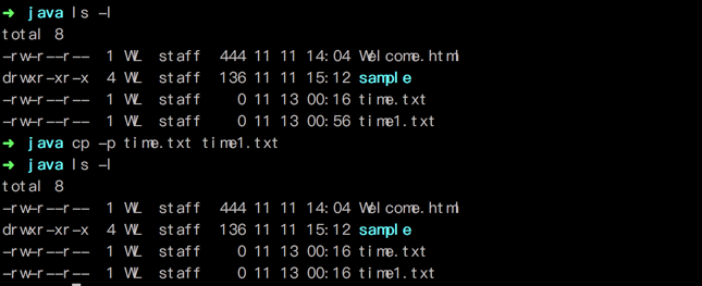 使用 -p 参数复制源文件
