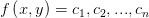 f\left( x,y \right) =c_{1} ,c_{2} ,...,c_{n}