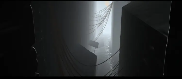 In the final version some noise was added to the distance field to give an impression of brickwalls. Full size.