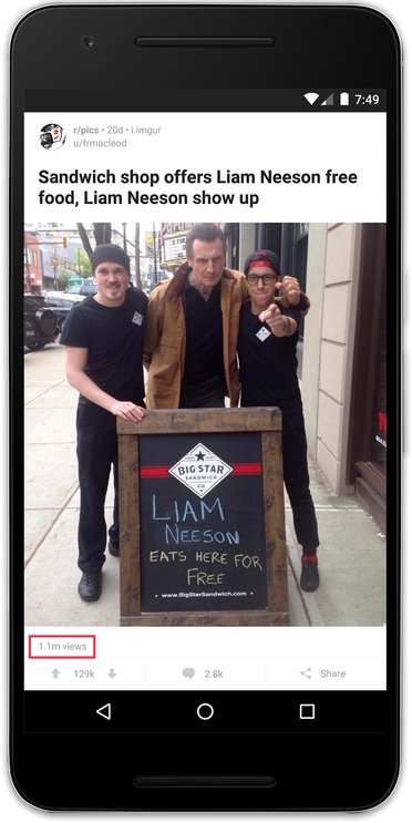 Content View Counts displayed on mobile