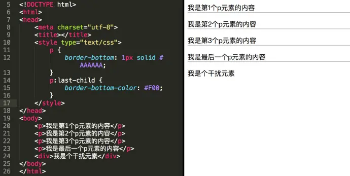 :last-child代码运行图