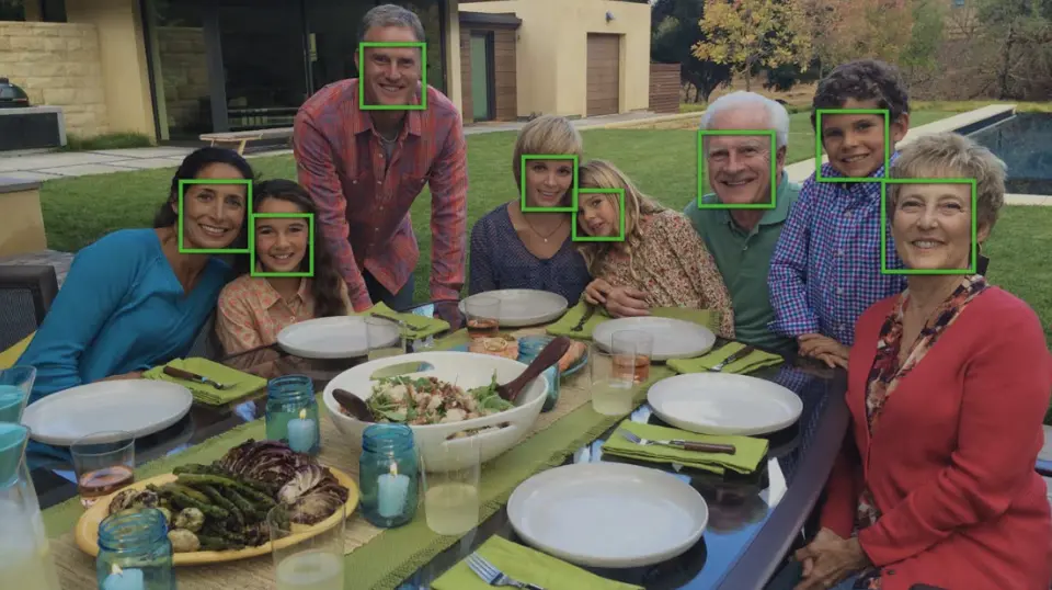 Happy people with square faces