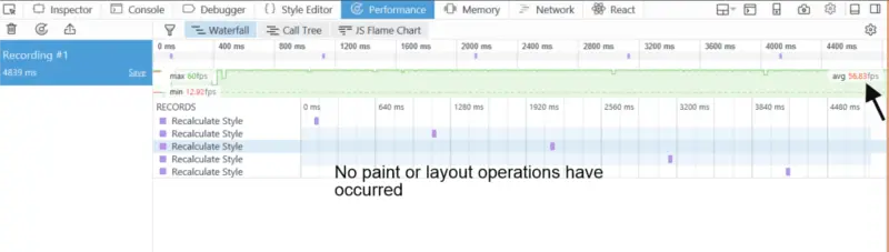 Recording of animation done using translate3d.