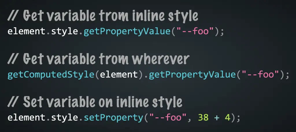 Example of reading and setting CSS Custom properties in JavaScript