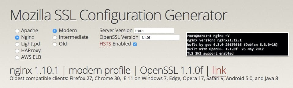 Mozilla SSL Configuration Generator