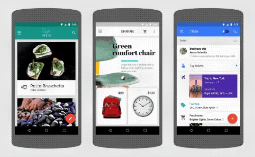 图中是三个不同功能的应用，但是因它们有着看起来相似的动效，令人觉得它们之间有着某种联系。