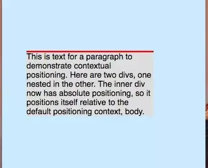 两个嵌套的 div。给外部的上方加了边框，给内部的加了背景