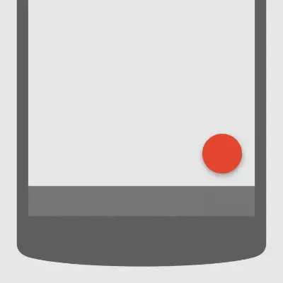 虽然是关联运动，但这并不意味着被迫移动的浮动按钮也会使用减速、加速曲线效果。从图中你可以看出，如果应用了这两个效果，你就会看到浮动按钮非常突然地开始和结束运动。这肯定会引起用户注意，制造不必要的视觉干扰。