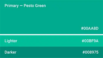 图中颜色搭配包含：主色，及更深和更浅的颜色版本。