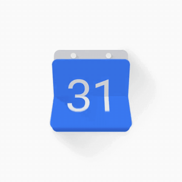 如图，当日历应用的用户日历数据第一次被加载的时候会展示其icon动效。