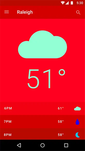 在这个界面中，红色代表这一天中的时间，而绿色代表的是雾天天气