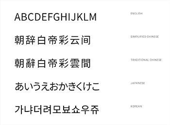 Noto字体：英语和CJK（汉文，日文和韩文）