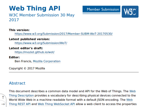 Web Thing API spec - Member Submission