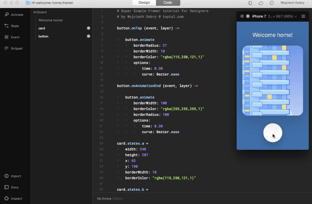 iPhone 原型的状态转换交互