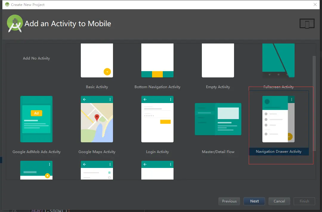 新建Navigation Drawer Activity