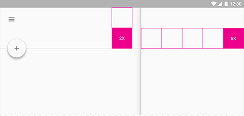 案例:展开的应用栏的高度是2倍增量,右侧面板的宽是5倍增量