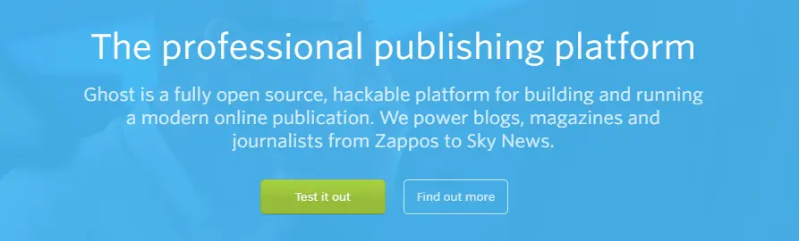 The Ghost homepage.